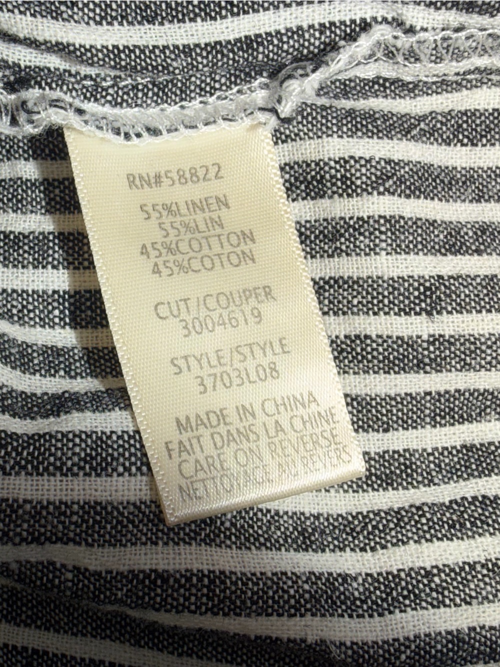 Max Studio Charcoal & White Striped Linen Cropped Pants Sz Lg - Picture 6 of 6